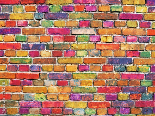 multicolor brick wall, bright color stone surface background