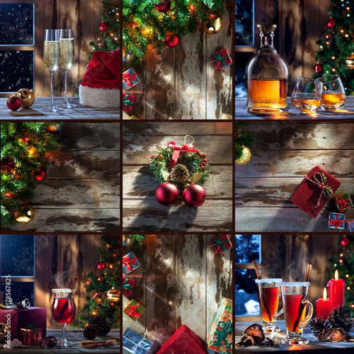 merry christmas and new year theme collage composed of different images