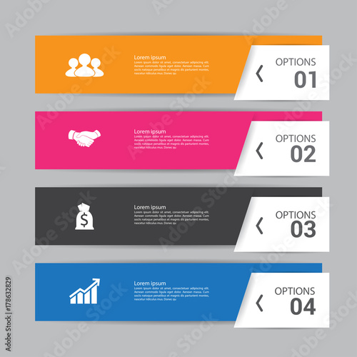Modern infographics process  with connected , icons and text for 4 steps.