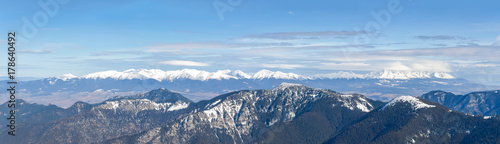 Panorama of the Tatra Mountains from slopes of Low Tatras