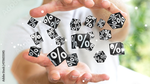 Businessman enjoying black Friday sales 3D rendering