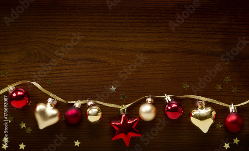 Christmas holidays composition on wood background with copy space for your text