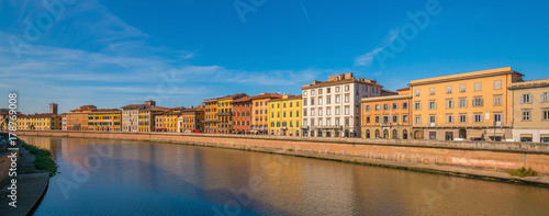 Pisa city skyline and  Arno river