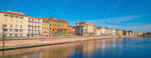 Pisa city skyline and  Arno river