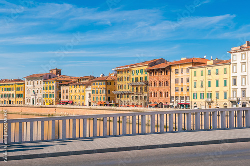Pisa city skyline and  Arno river