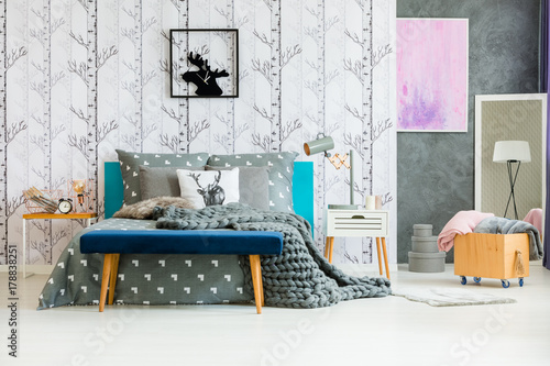 Wool blanket in natural bedroom