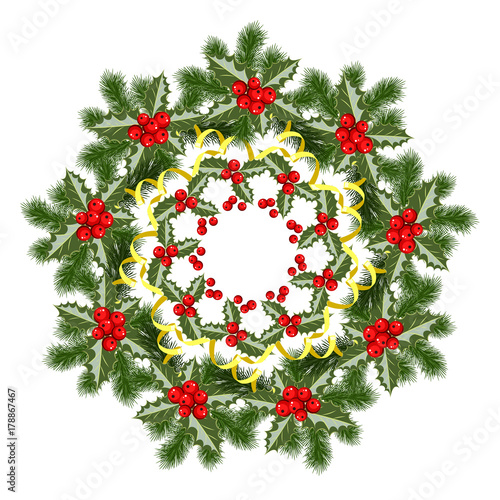 christmas wreath with holly