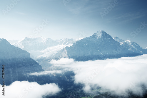 Grindelwald valley from the top of First mountain, Switzerland