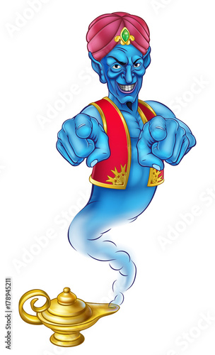 Cartoon Evil Genie Pointing