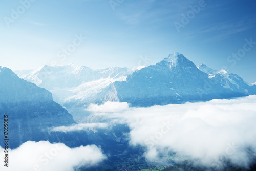 Grindelwald valley from the top of First mountain, Switzerland