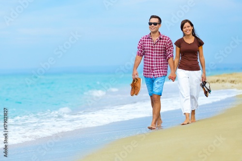 Portrait of a Happy Smiling Couple at the Beach
