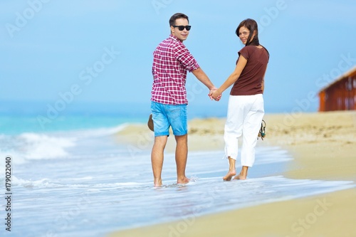 Portrait of a Happy Smiling Couple at the Beach