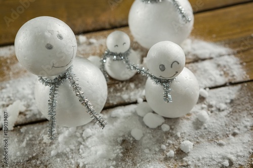 High angle view of artificial snowman decoration