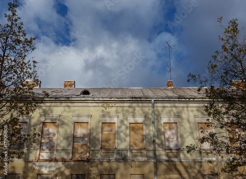 Old building with dangerous asbestos roof.
