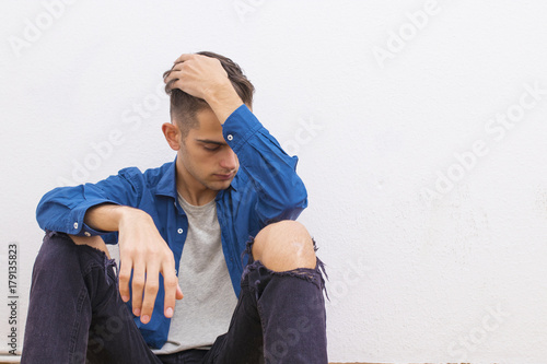 young casual style on the white wall