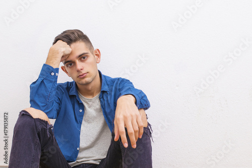 young casual style on the white wall