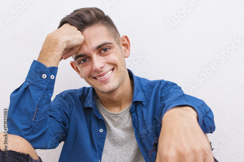 young casual style on the white wall