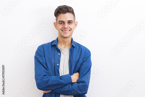 young casual style on the white wall