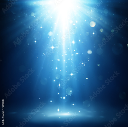 Christmas Magic Night - Lights And Stars Falling On Stage
