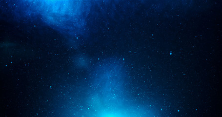 View of universe with stars and amazing colorful and deep blue dark