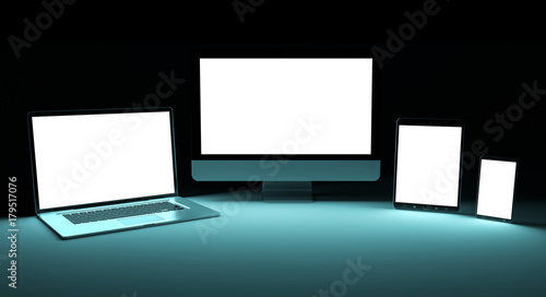 Modern digital silver tech device 3D rendering