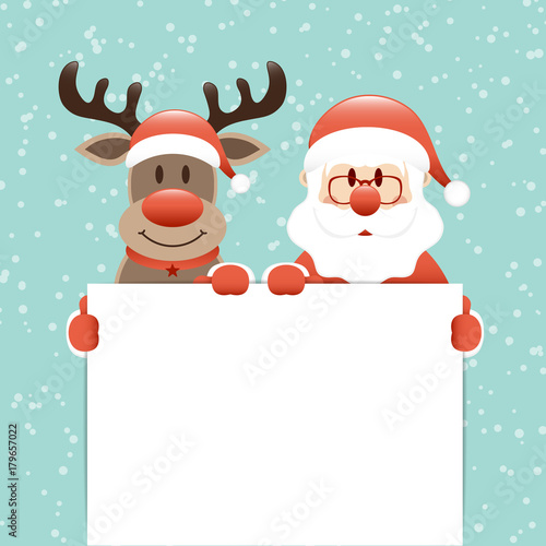 Rudolph & Santa Banner Snow Retro