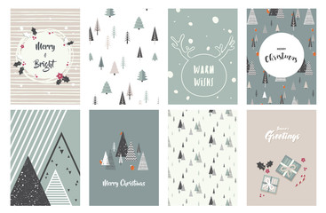 Merry Christmas cards, illustrations and icons, lettering design collection - no 1