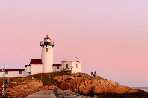 Zdjęcie XXL Piękny zmierzch Wschodnia punkt latarnia morska przy Gloucester, Massachusetts, usa. Latarnia morska jest jedną z pięciu kultowych latarni morskich wzdłuż wybrzeża Cape Ann.