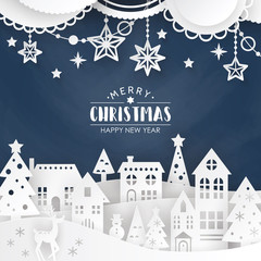 Christmas background with winter town