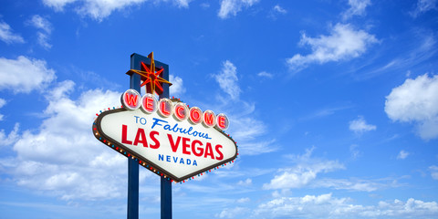 Welcome to fabulous Las Vegas Nevada sign on blue sky background