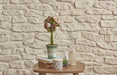 decorative house room object brick wall background