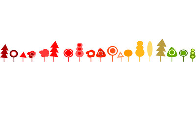 Modern Wald Wälder Band Banner Bunt Rot Gelb Grün