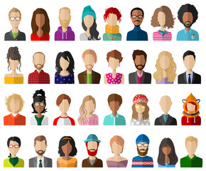 People avatar flat vector set isolated