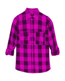 Pink checkered shirt with collar and buttons isolated on white
