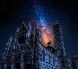 Siena Cathedral at night with stars,Tuscany, Italy