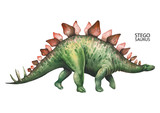 Realistic watercolor dinosaur