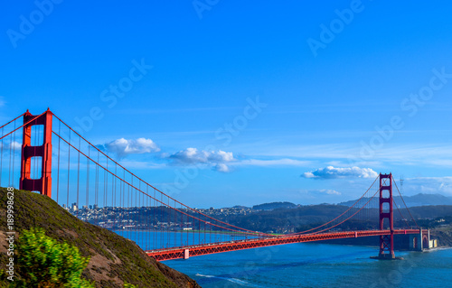 Zdjęcie XXL Widok Golden Gate Bridge w San Fransisco, Marin Headlands, San Fransisco w tle, usa, Kalifornia