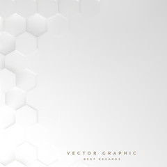 Hexagon white background, 3d geometric minimalistic design, Vector graphic.