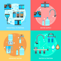 Water Cleaning Flat Design Concept