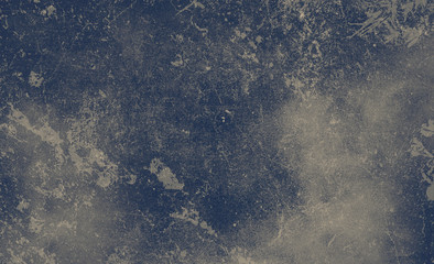 Gray blue dark abstract monochrome textured background with spots of paint. The effect of plastering an old wall or paper with ink.