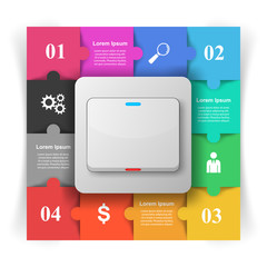 Switch icon. On, off icon. 3d infographic design template and marketing icons.