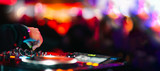 Music Background DJ Night Club Deejay Record Player Blurred Crowd Dancing