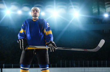 Ice hockey players on the grand ice arena
