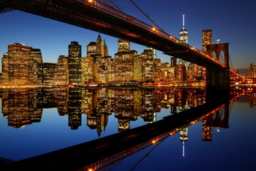Manhattan Sunset View from Brooklyn with Brooklyn Bridge
