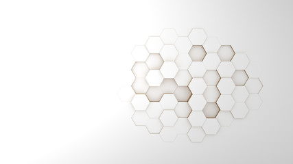Abstract background hexagon white and golden frontal