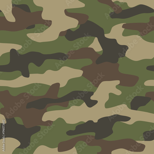 Camouflage seamless pattern. Classic style masking camo repeat print. Vector illustration. © faber14