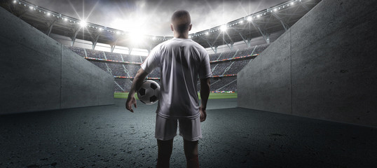 The football player in the stadium
