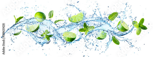 Water Splash With Mint Leaves And Slices Of Lime © Romolo Tavani