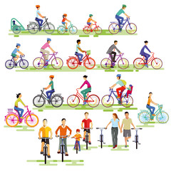 große Gruppe von Radfahrern, illustration