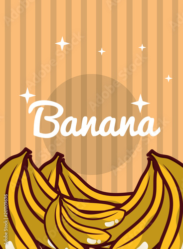 Вектор: striped bright background fresh natural fruits banana vector illustration striped bright background fresh natural fruits banana vector illustration